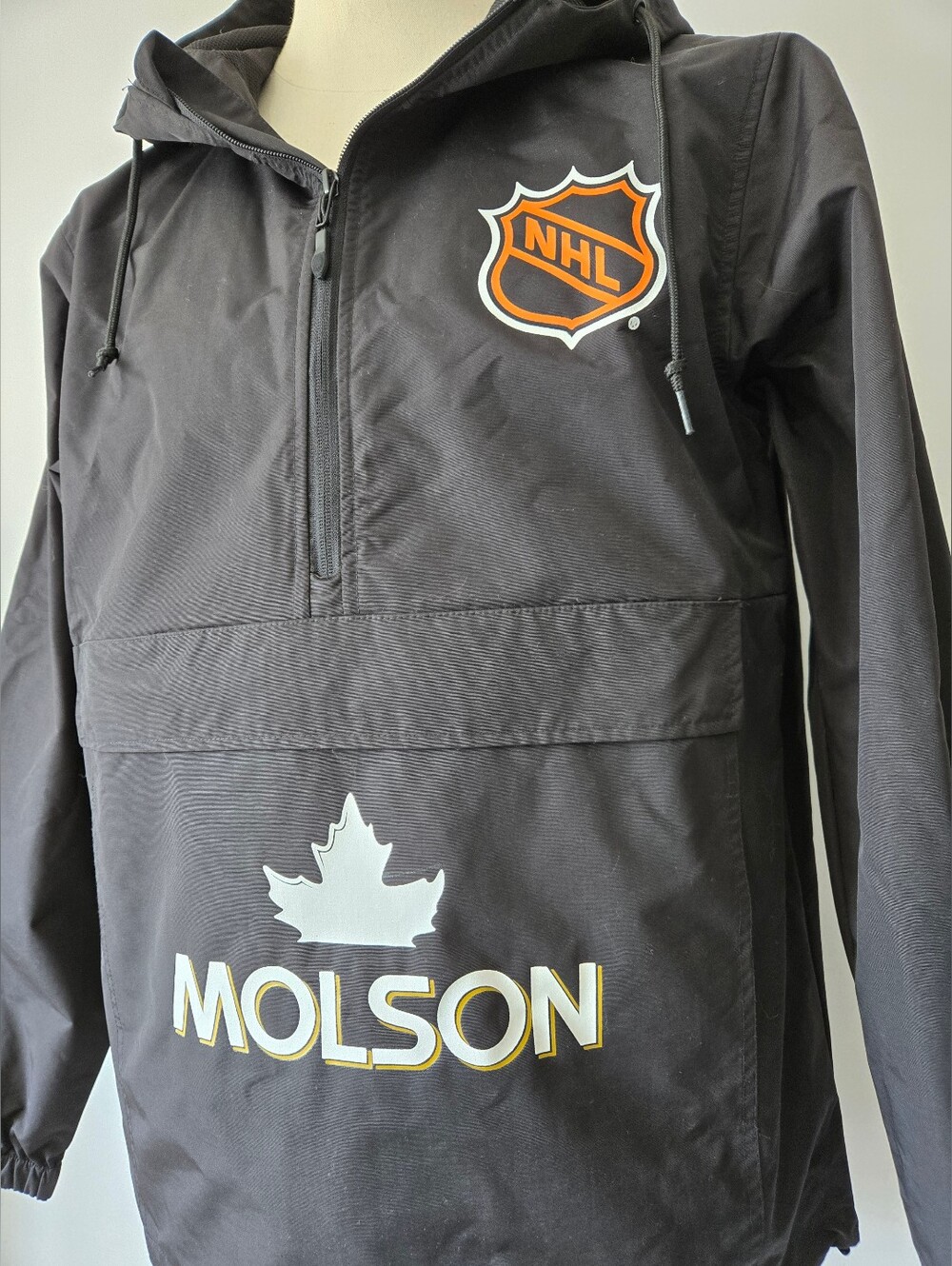 Mitchell & Ness ×Molson NHL NWT Black Pullover Nylon Windbreaker. Size Medium - Picture 2 of 14